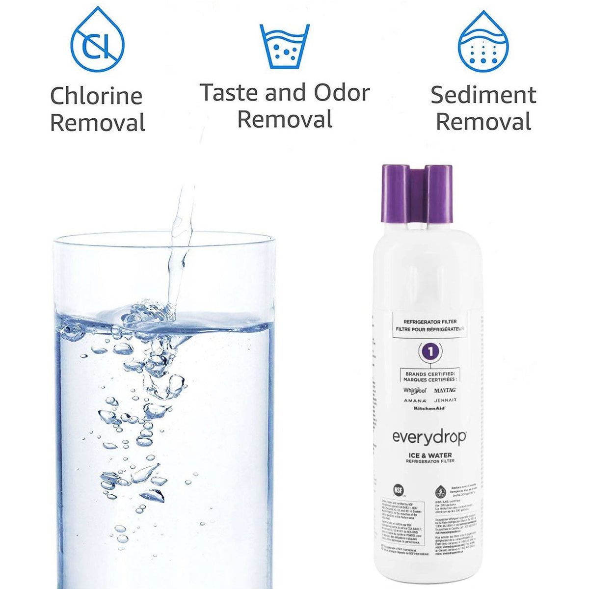 EDR1RXD1 water filter 1, W10295370A refrigerator water filter 1