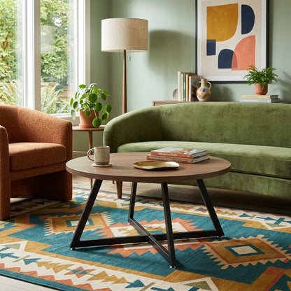 Courtdale Round Coffee Table in Gliese Brown back view - modern coffee table by NPD - Whats New Furniture Portland OR