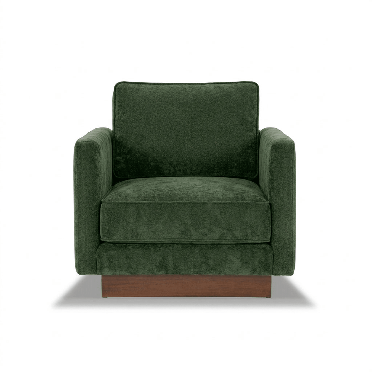 Highland Modern Accent Chair – Forest Green or Linen Upholstery with Walnut Legs