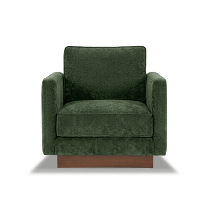 Highland Modern Accent Chair – Forest Green or Linen Upholstery with Walnut Legs