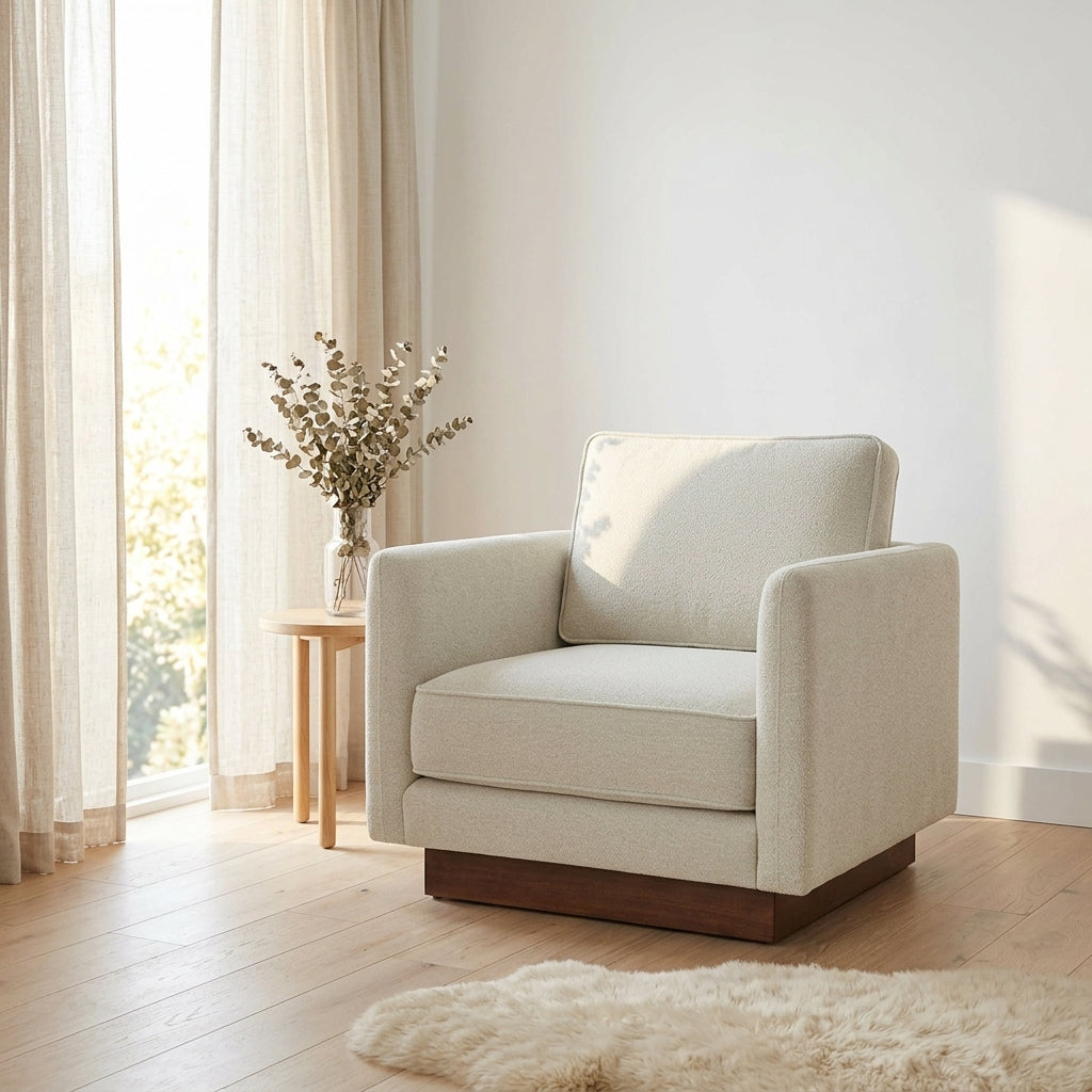 Highland Accent Chair in Vista Linen variant room setting - accent chair private label - Whats New Furniture Portland OR