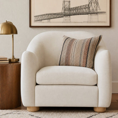 Joss Modern Mid-Century Armchair – 33" Square Lounge Chair in Toffee, Bone or Walnut