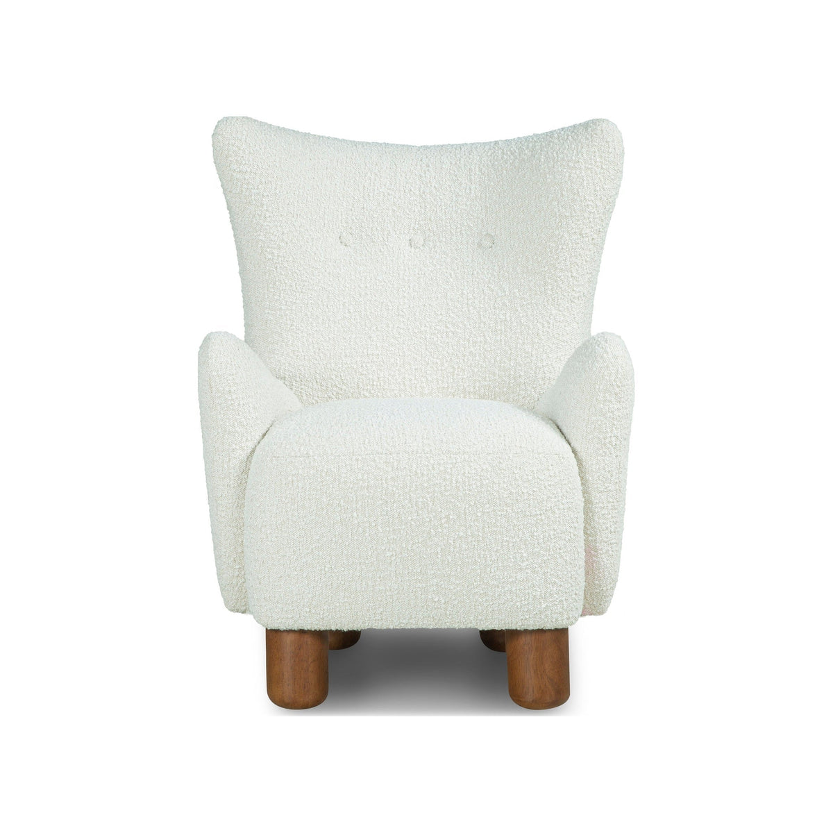 Monroe Bouclé Wing Accent Chair – Compact Mid-Century Armchair with Wooden Legs
