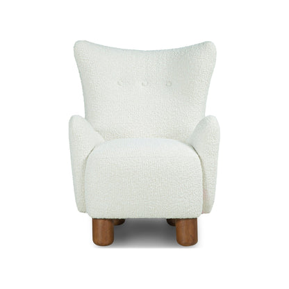 Monroe Bouclé Wing Accent Chair – Compact Mid-Century Armchair with Wooden Legs