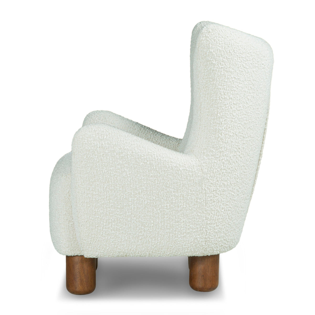 Monroe Bouclé Wing Accent Chair – Compact Mid-Century Armchair with Wooden Legs