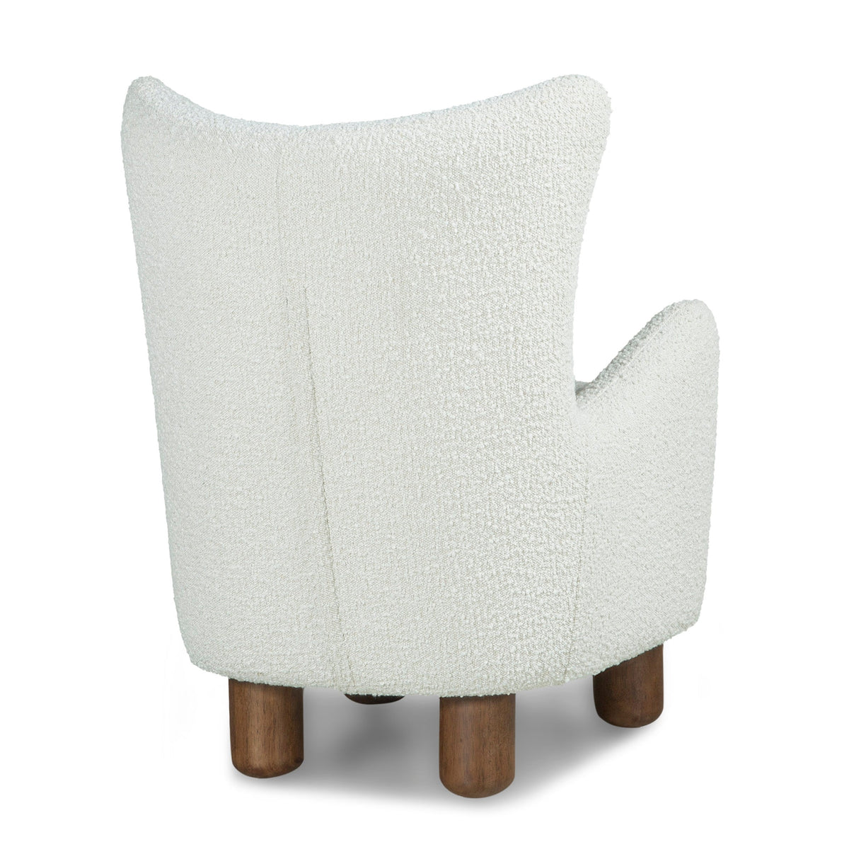 Monroe Bouclé Wing Accent Chair – Compact Mid-Century Armchair with Wooden Legs