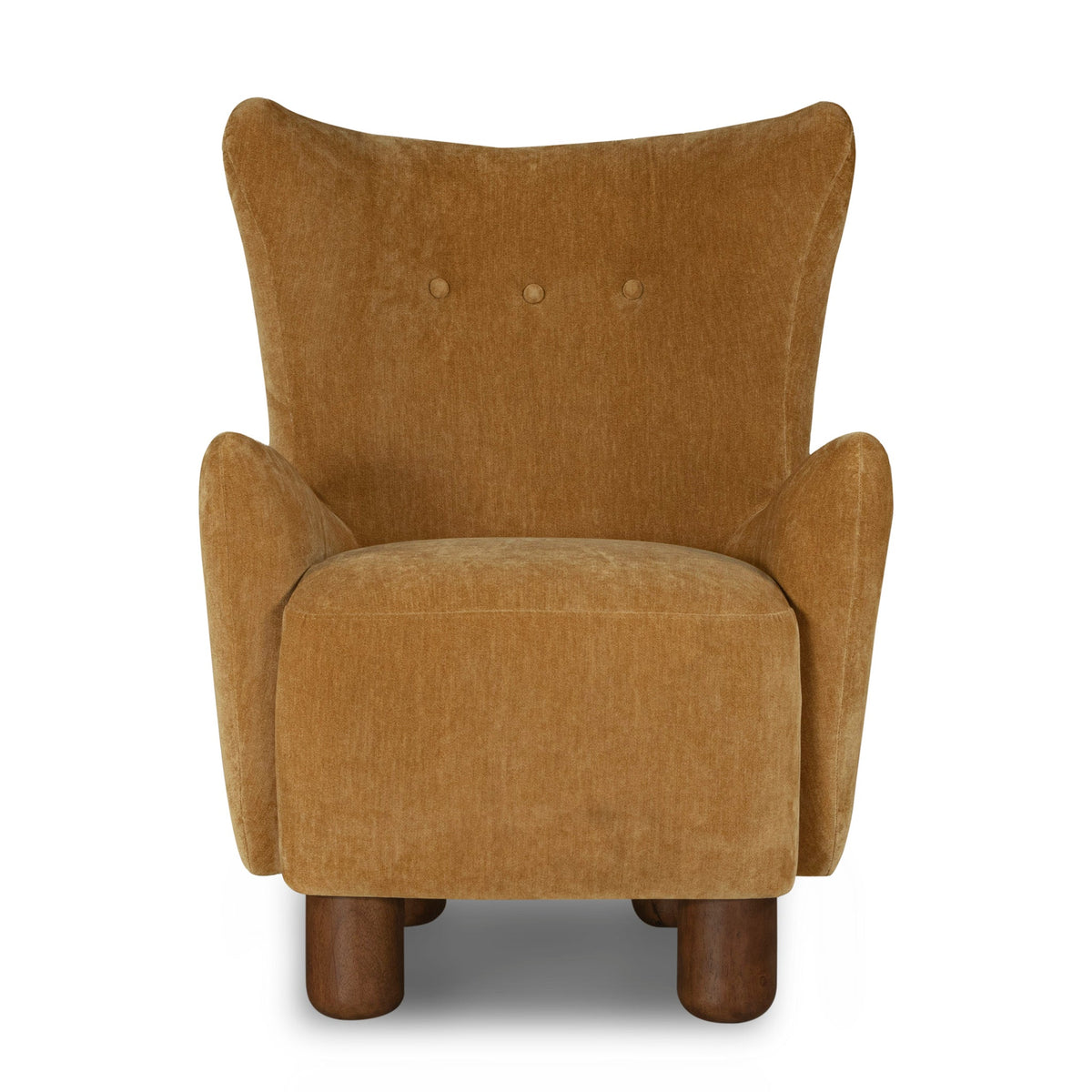 Monroe Bouclé Wing Accent Chair – Compact Mid-Century Armchair with Wooden Legs