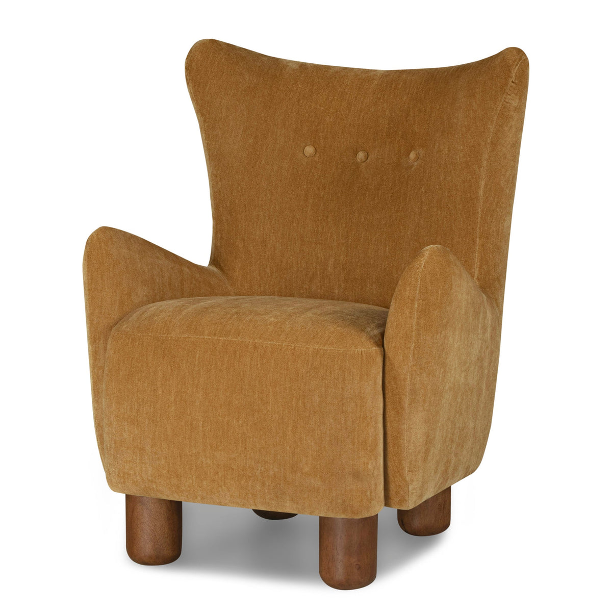 Monroe Bouclé Wing Accent Chair – Compact Mid-Century Armchair with Wooden Legs