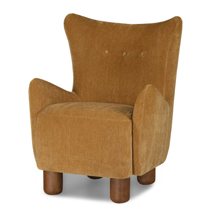 Monroe Bouclé Wing Accent Chair – Compact Mid-Century Armchair with Wooden Legs