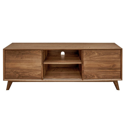 Sedona Walnut Modern Media Cabinet – 63" Sliding Door TV Console