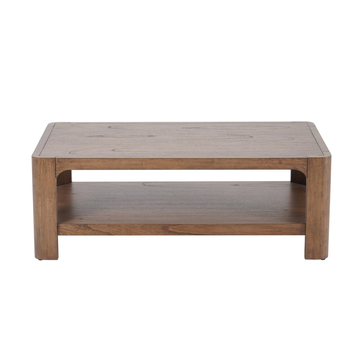 Trevin Rectangular Coffee Table with Open Shelf Storage – 48 Inch Wood-Look Living Room Table