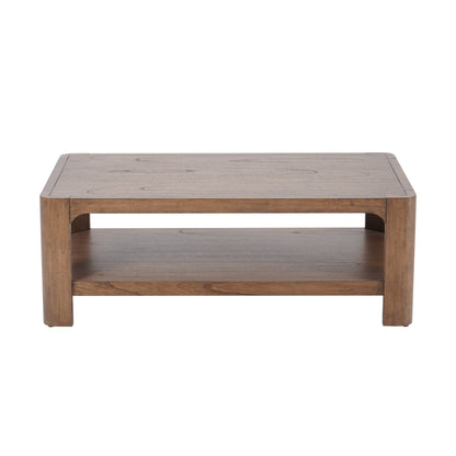 Trevin Rectangular Coffee Table with Open Shelf Storage – 48 Inch Wood-Look Living Room Table