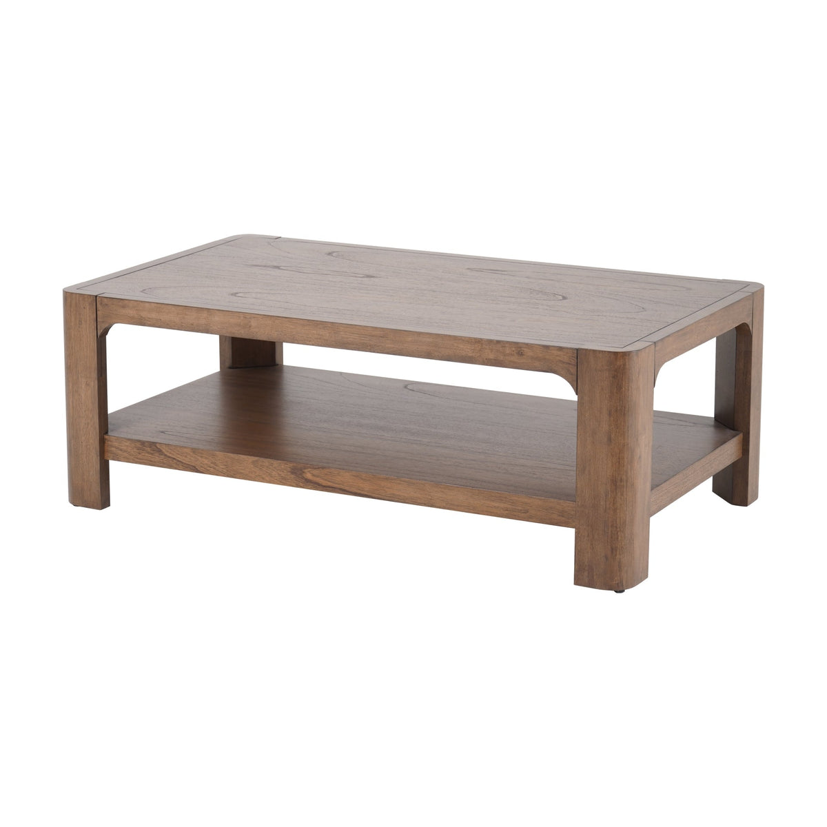 Trevin Rectangular Coffee Table with Open Shelf Storage – 48 Inch Wood-Look Living Room Table
