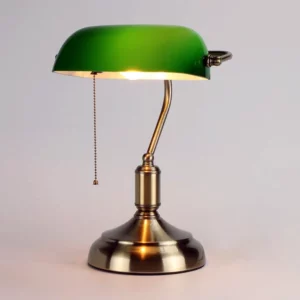 Vintage Bankers Lamp in Green