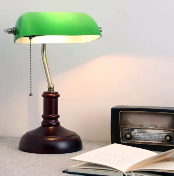 Vintage Bankers Lamp in Green - Image 3