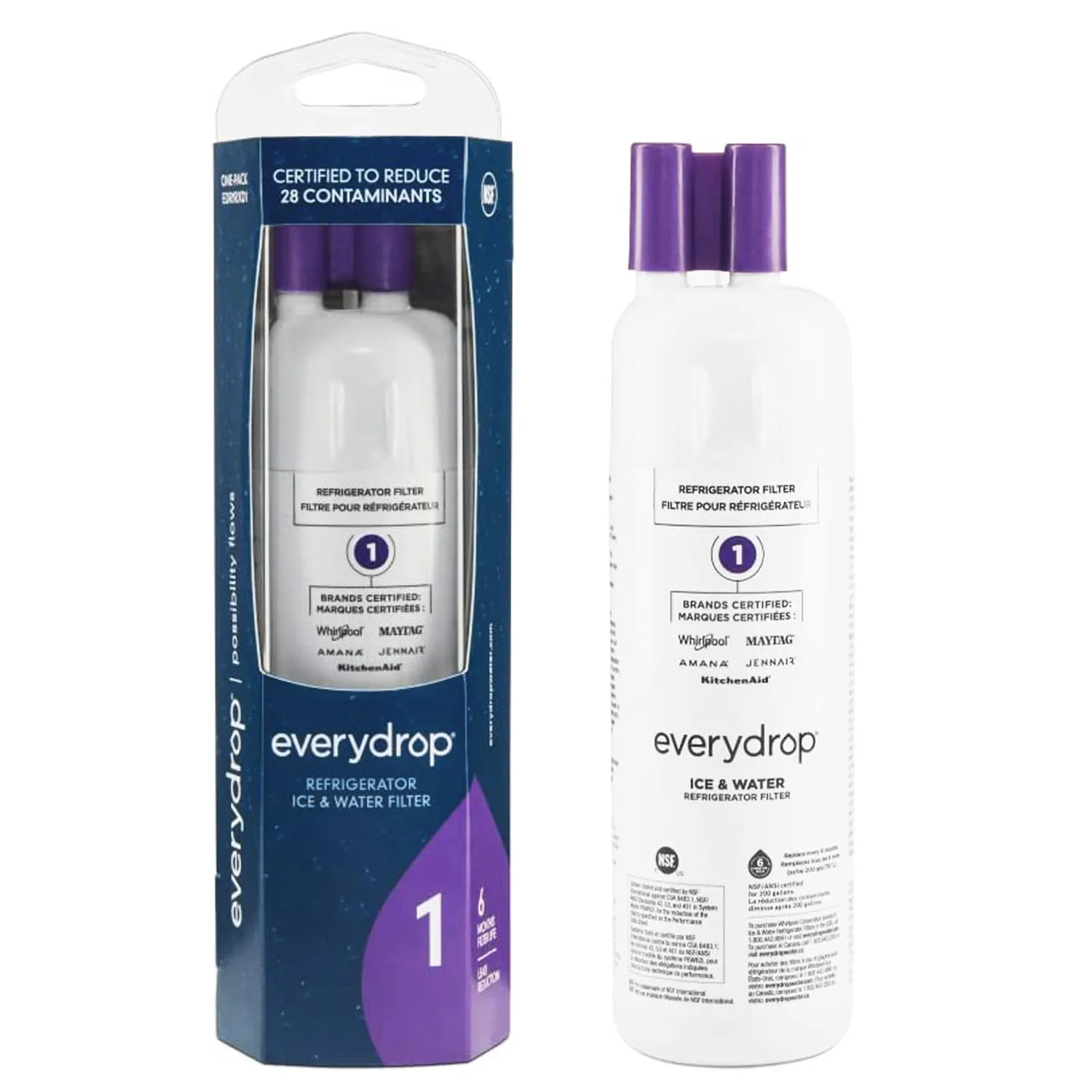 EDR1RXD1 Water Filter 1,Ice and Water Refrigerator Filter 1,W10295370A